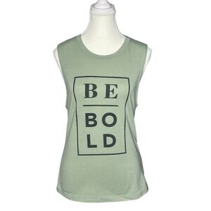 Nicole Miller New York Active Womens Sage Green Be Bold Graphic Muscle Tank XS
